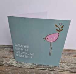 Personalised  'Wings to fly' Thank you Card For Teacher/Mentor
