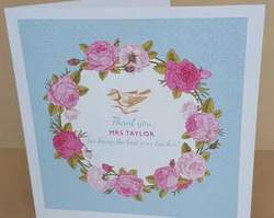 Personalised Vintage Roses Thank you Card For Teacher/Mentor