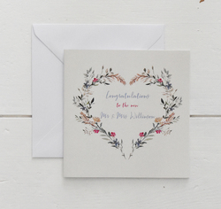 Personalised Floral Heart Card. Wedding. Anniversary.