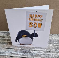 Personalised  Penguin Birthday Card for any relation