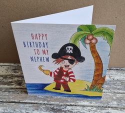 Personalised  Pirate Birthday Card for any relation