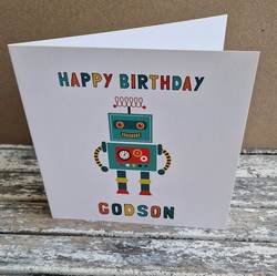 Personalised  Robot Birthday Card for any relation