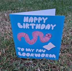 Bookworm card with bookmark