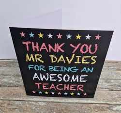 Personalised Thank you Typographic /Chalkboard Effect Card For Teacher/Mentor/Teaching Assistant