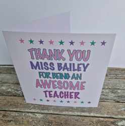 Personalised Thank you Typographic  Card For Teacher/Mentor/Teaching Assistant