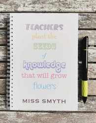 Personalised Typographic 'Seeds of Knowledge' Notebook.