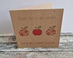 Personalised Thank you Apples  Card For Teacher/Mentor/Teaching Assistant