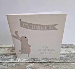 Personalised Bunny Congratulations Card GCSES, A Levels, Degree, Exams