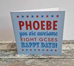 Personalised Typographic Awesome Congratulations Card GCSES, A Levels, Degree, Exams
