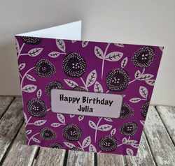 Personalised Floral card with bookmark.Various Colours.