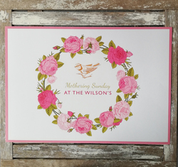 Personalised Paper Placemats Vintage Rose Wreath