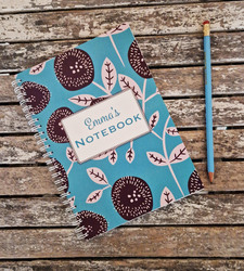 Personalised Blue Floral Notebook