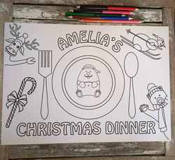 Personalised Paper colour-in Placemats Christmas Dinner